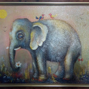 Картина маслом слон декоративное