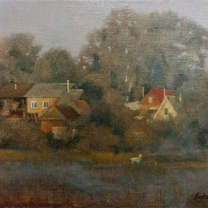 Картина масляными красками на холсте туманное утро